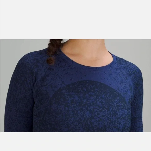 LULULEMON Dark Blue Swiftly Tech Long Sleeve 2.0 Crew Top 12 large - Picture 3 of 8